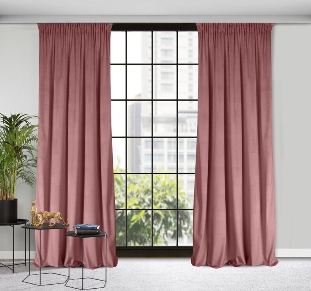 Samtvorhang ROSA dunkelrosa 135x300 cm Kräuselband Produktbild 2