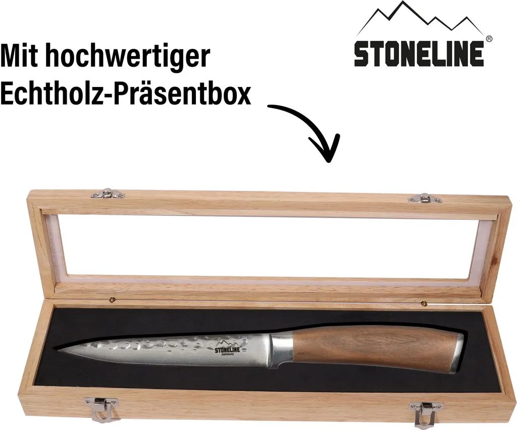 STONELINE® Coltello Multiuso Damasco 24cm | Lama Martellata Professionale - 6
