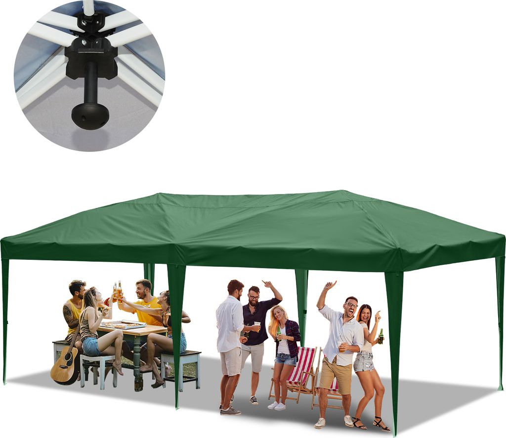 Clanmacy Faltpavillon Pavillons & Partyzelte 3x6m, Festzelt Gartenzelt für Garten Terrasse Feier Party, Wasserdich ohn Seiten Grün