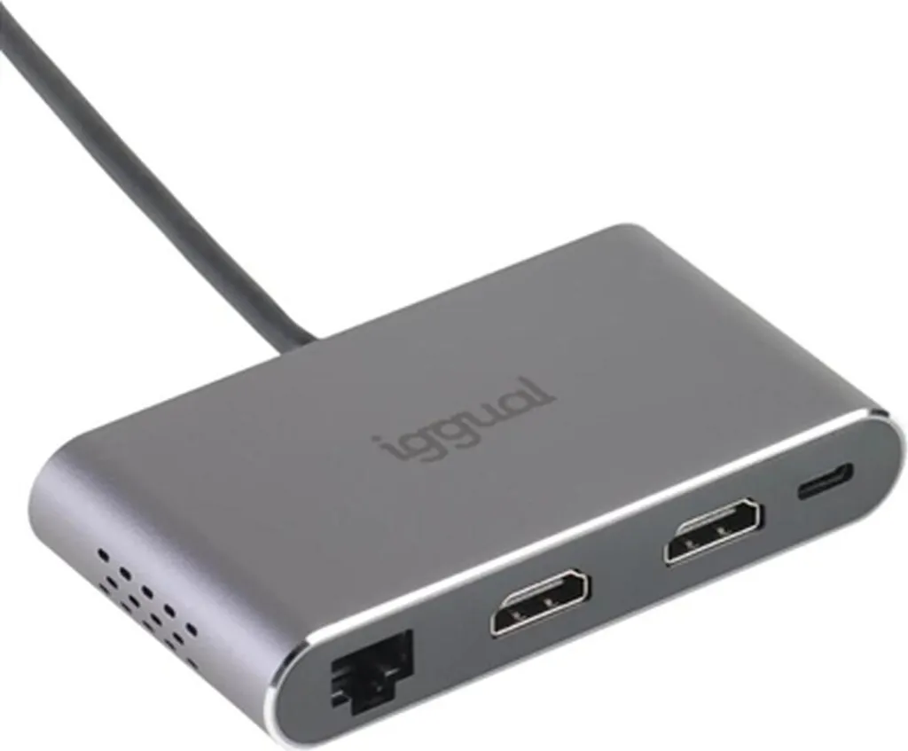 Hub USB-C iggual IGG319222 : Solution Ports Manquants et Charge 100W Gris