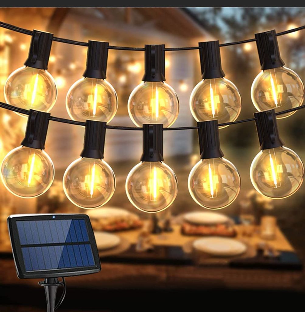 20er Party Lichterkette Retro Wasserdicht LED Außen Deko Lampe Warmweiß Solar 