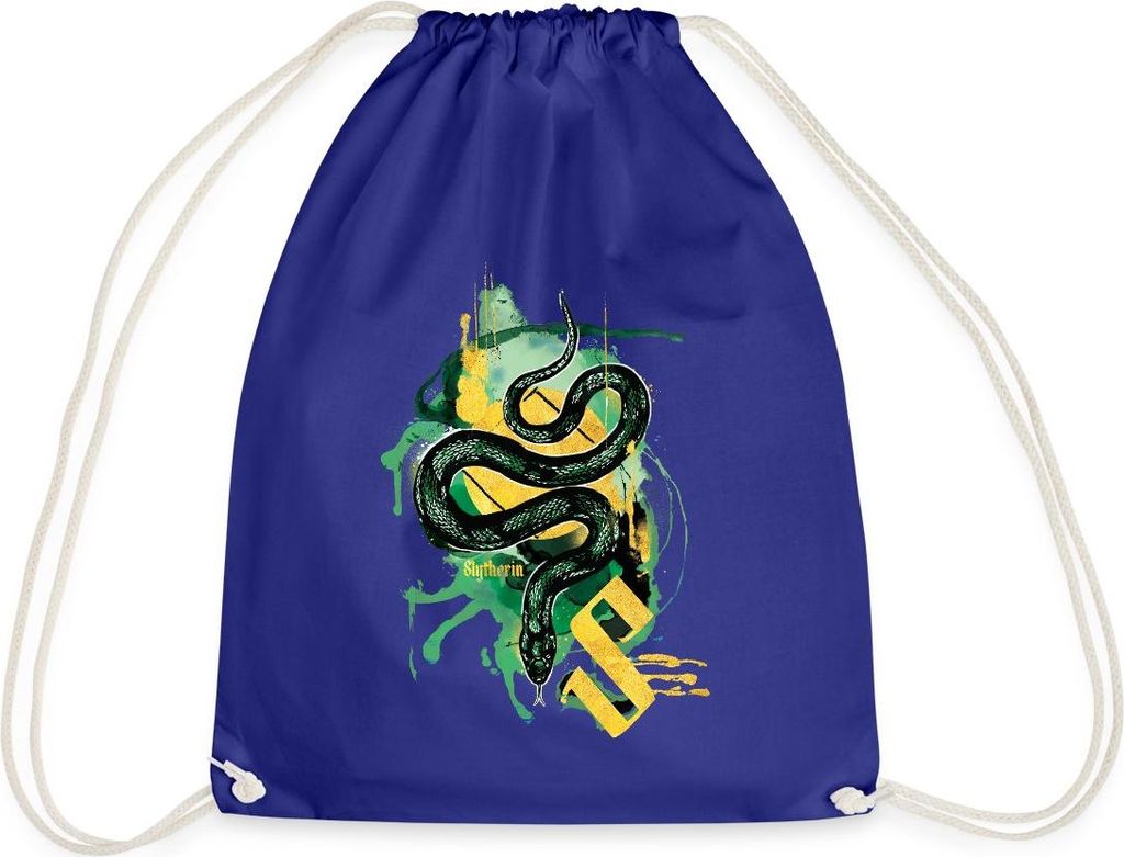 Spreadshirt Harry Potter Haus Slytherin Schlange Turnbeutel, One size, Königsblau