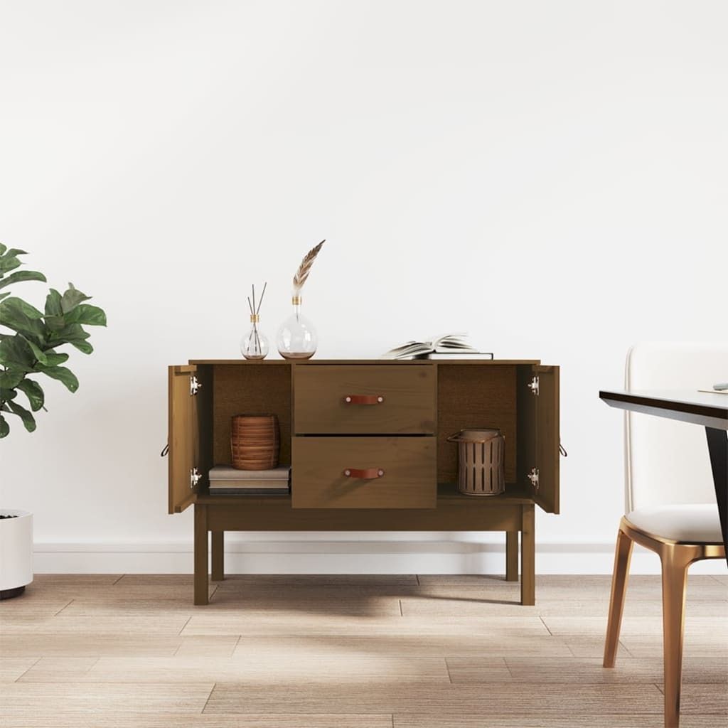 The Living Store Sideboard Honigbraun 110x40x78 cm Massivholz Kiefer