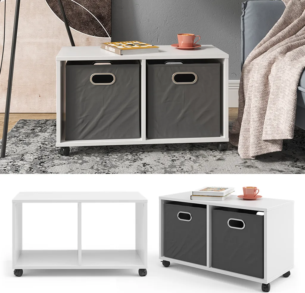 Table basse pour canapé blanc Vicco 72x30 cm - Meuble gain de place - 2