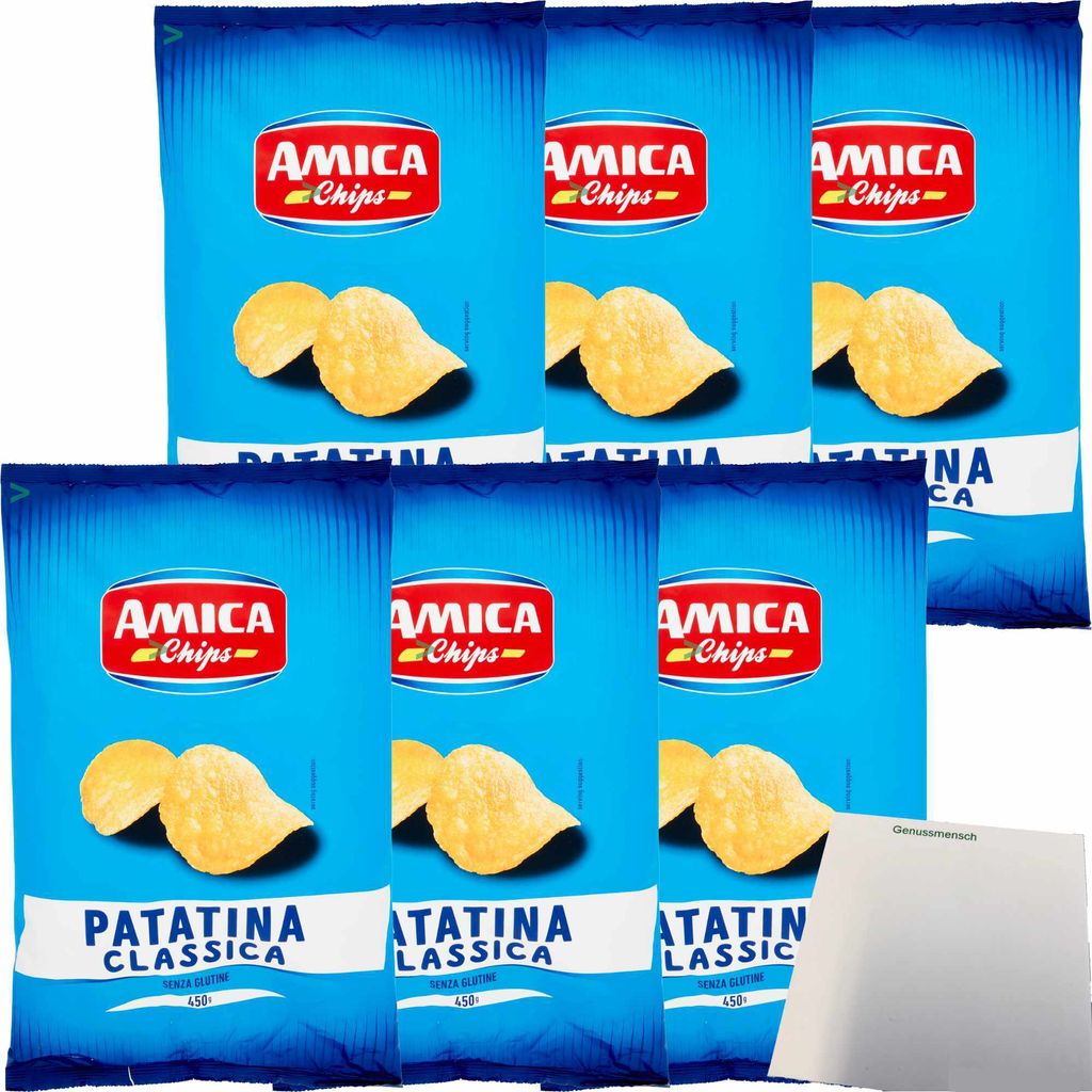 Amica Chips Patatina Classica gesalzen 6er Pack (6x450g Tüte) + usy Block