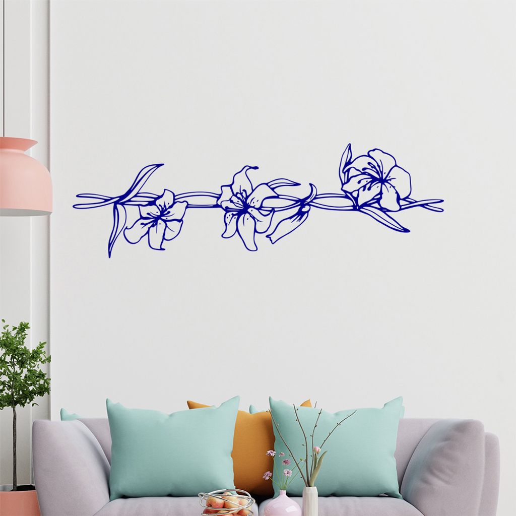 Blumen - Ranken Wandtattoo in 6 Größen - Wandaufkleber Wall Sticker - Dekoration, Küche, Wohnzimmer, Schlafzimmer, Badezimmer