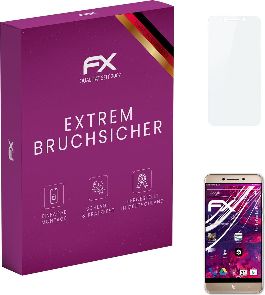 atFoliX FX-Hybrid-Glass Displayfolie kompatibel mit LeEco Le Pro 3 Glasfolie