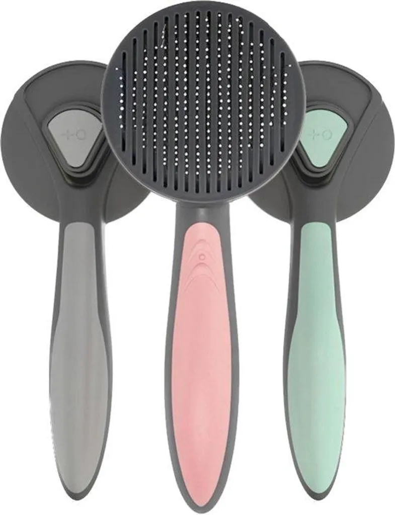 Brosse autonettoyante rose robuste pour chat et chien à poil long XL