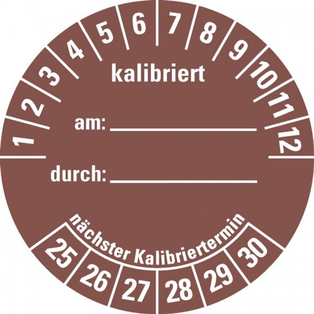 Dreifke Aufkleber I Prüfplakette kalibriert 25-30, braun, Dokumentenfolie, s...