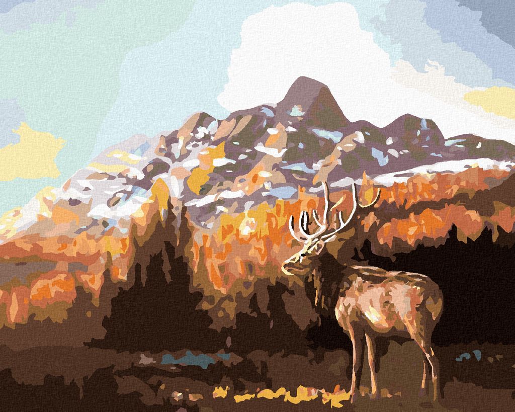 Zuty - Malen nach Zahlen - ELCH IN DER MORGENDÄMMERUNG (D. RUSTY RUST), 40x50 cm, mit Keilrahmen (bereits gespannt)