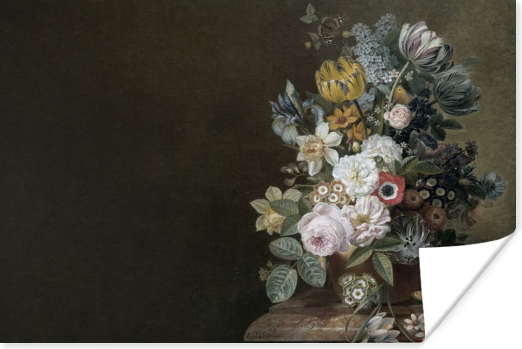 MuchoWow Poster Blumen - Eelke Jelles Eelkema - Alte Meister 90x60 cm - Schlafzimmer
