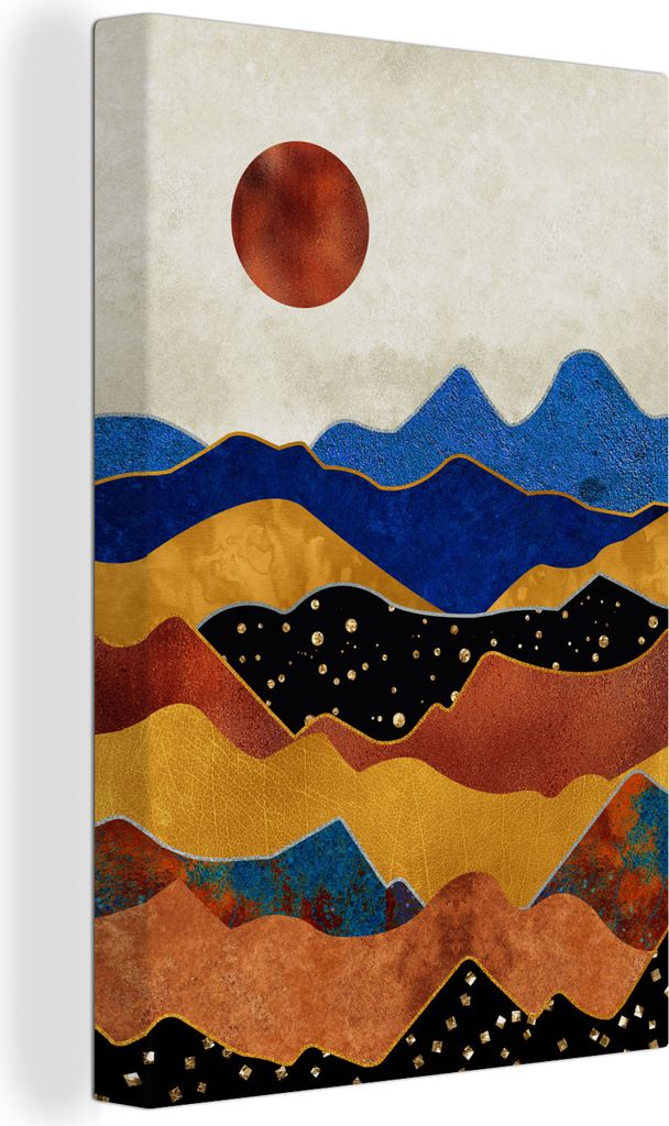 OneMillionCanvasses - Leinwandbilder - 90x140 cm, Blau - Gold - Marmor, Wandbilder Kunstdruck Wanddekoration - Foto auf Leinwand - Gemälde auf H...