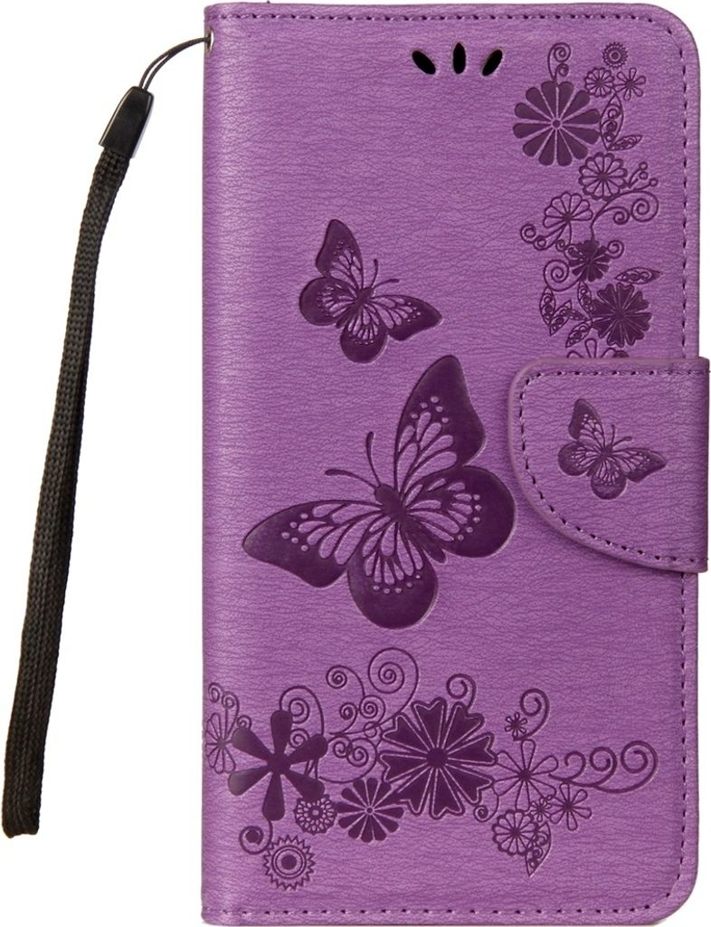 Mobigear Butterfly Samsung Galaxy A8 (2018) Hülle Klapphülle Geldbörse - Lila