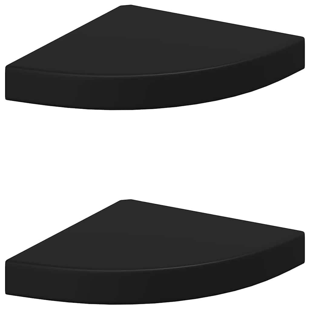 Narożne Półki Ścienne, 2 Szt., Czarne, 25X25X3,8 Cm, Mdf Zdjęcie produktu 