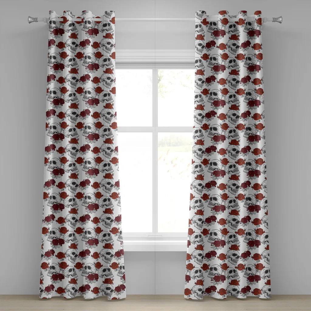 Rideau de décoration 2 panneaux style gothique pour chambre et salon gris