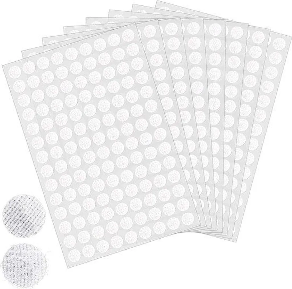 Pastilles adhésives double face rondes 10 mm - Lot de 1008 pièces blanc