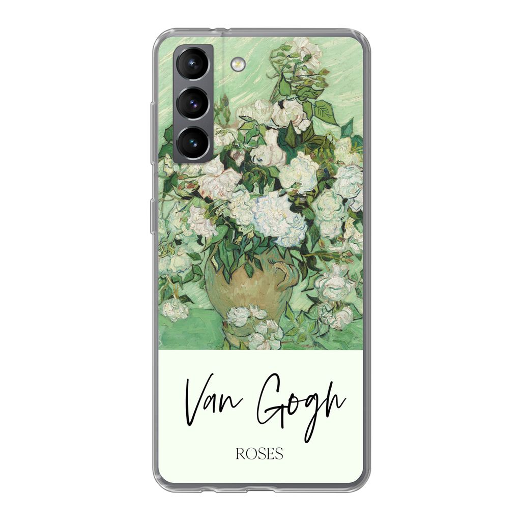 MuchoWow Handyhülle Schutzhülle Hülle für Samsung Galaxy S21 Malerei - Blumen - Van Gogh Silikon Softcase Handy Hülle - Softcase