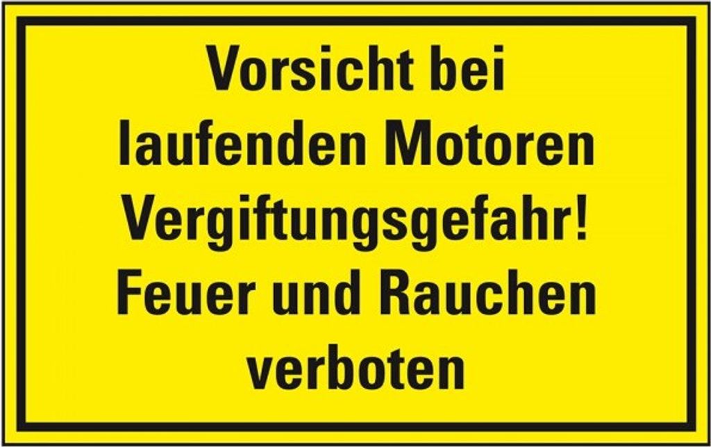 Dreifke Schild I Hinweisschild Vorsicht bei laufenden Motoren Vergiftungsgef...