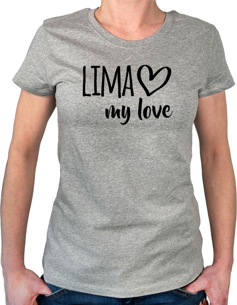 Huuraa Damen T-Shirt Lima my love XXL Sport Grey Bio Baumwolle Fairtrade Damenshirt Geschenkidee