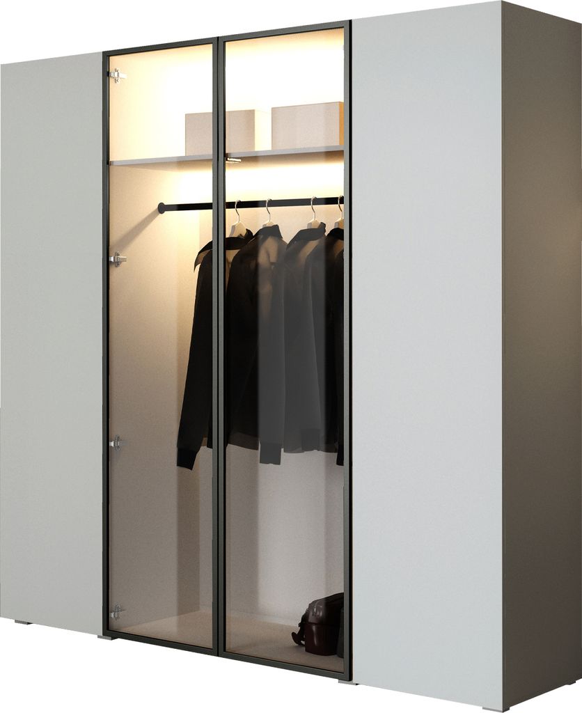 Kleiderschrank Schlafzimmerschrank ACATE 200 kaschmir / schwarz