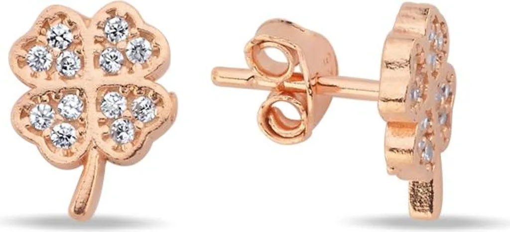 Boucles d'oreilles trèfle argent 925 et zircone cubique pour femme