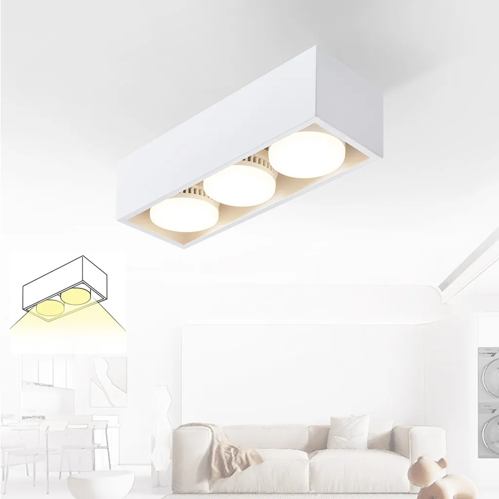 ZMH LED plafoniera bianca faretto da superficie faretto da soffitto 3 fiamme bianco caldo GX53 15W faretto da soffitto faretto angolare orientabile per cucina soggiorno sala da pranzo corridoio corridoio