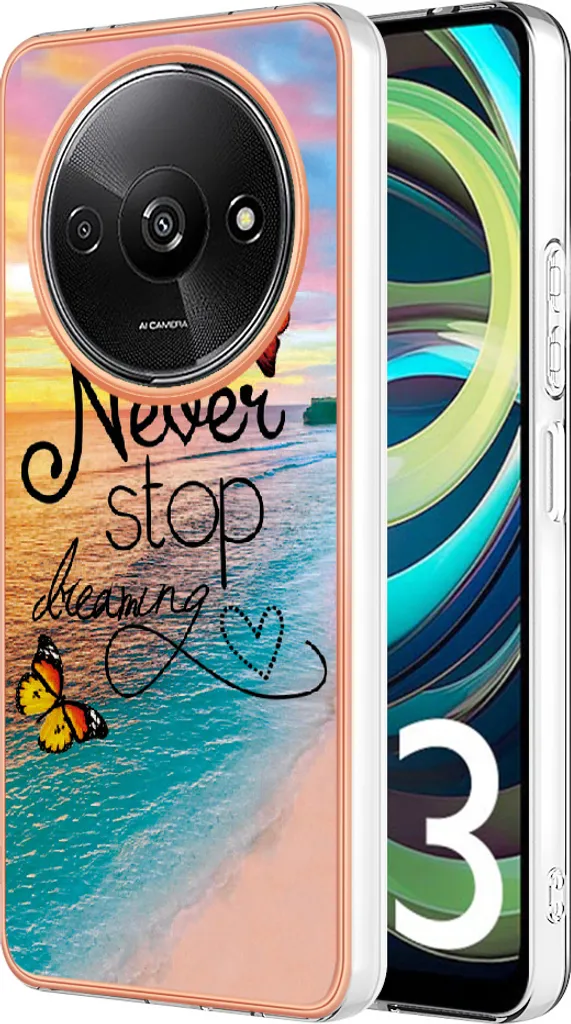 Cover Per Xiaomi Redmi A3 4G Con 1 Pellicola Vetro Temperato – Custodia Opaca Blu – Bumper In TPU E Retro Rigido PC – Antiurto E Antigraffio - 2