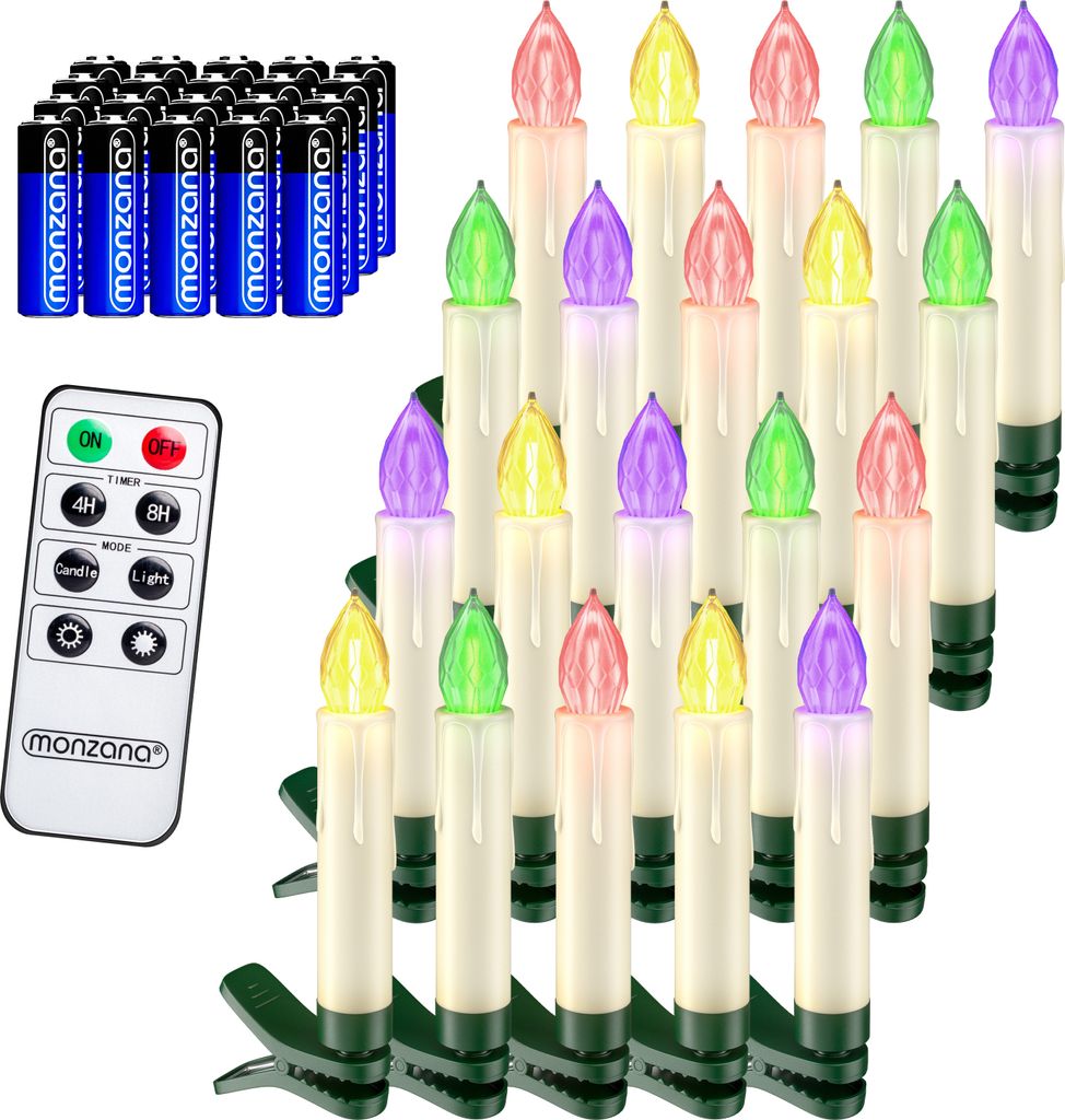 DEUBA® LED Weihnachtsbaumkerzen Kabellos 20er Set Bunt mit Produktbild