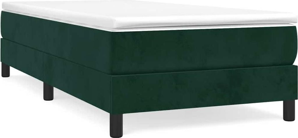 vidaXL Boxspringbett mit Matratze Dunkelgrün 120x200 cm Samt