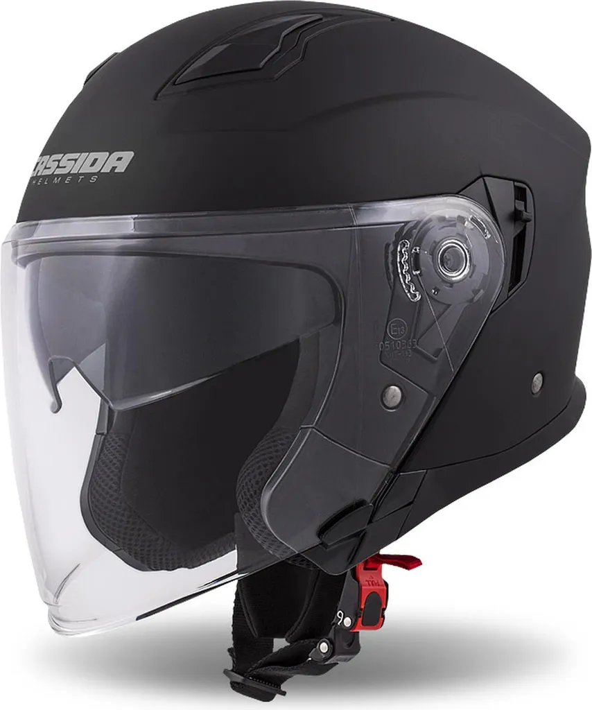 Casque Jet Tech Cassida XS Noir Mat avec Visière Anti-Rayures et Confort
