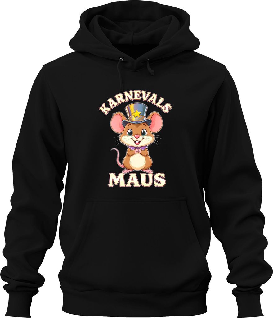 Karnevals Maus Fasching Karneval Kostüm süß lustig Geschenk Uni Hoodie Kapuzenpullover, Schwarz, XXL