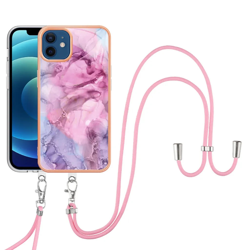 Custodia Fashion Rosa iPhone 12 con Tracolla | Look Unico