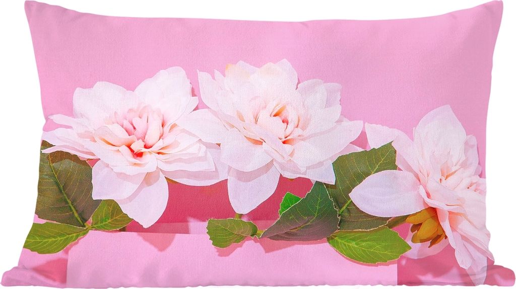 MuchoWow Zierkissen Sofakissen Wohnzimmer Dekokissen 60x40 cm Blüte - Sommer - Rosa - Kopfkissen - Polster mit Foto