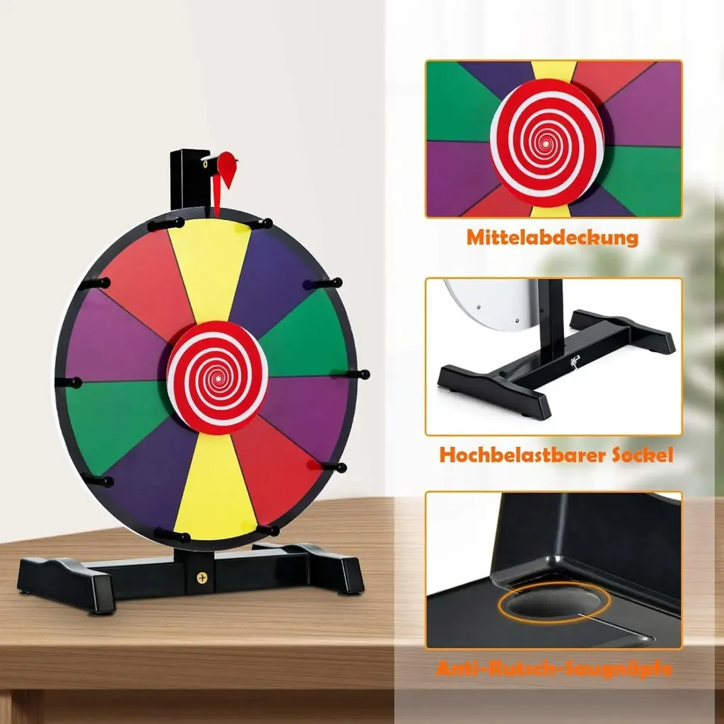 Roue des gains multicolore 30,5 cm personnalisable à sec avec feutre