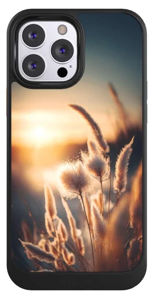 NIVOCASE Hülle für Apple iPhone 13 Pro Max Handyhülle NIVOcore Case Schwarz Natur Sonne Pampasgras