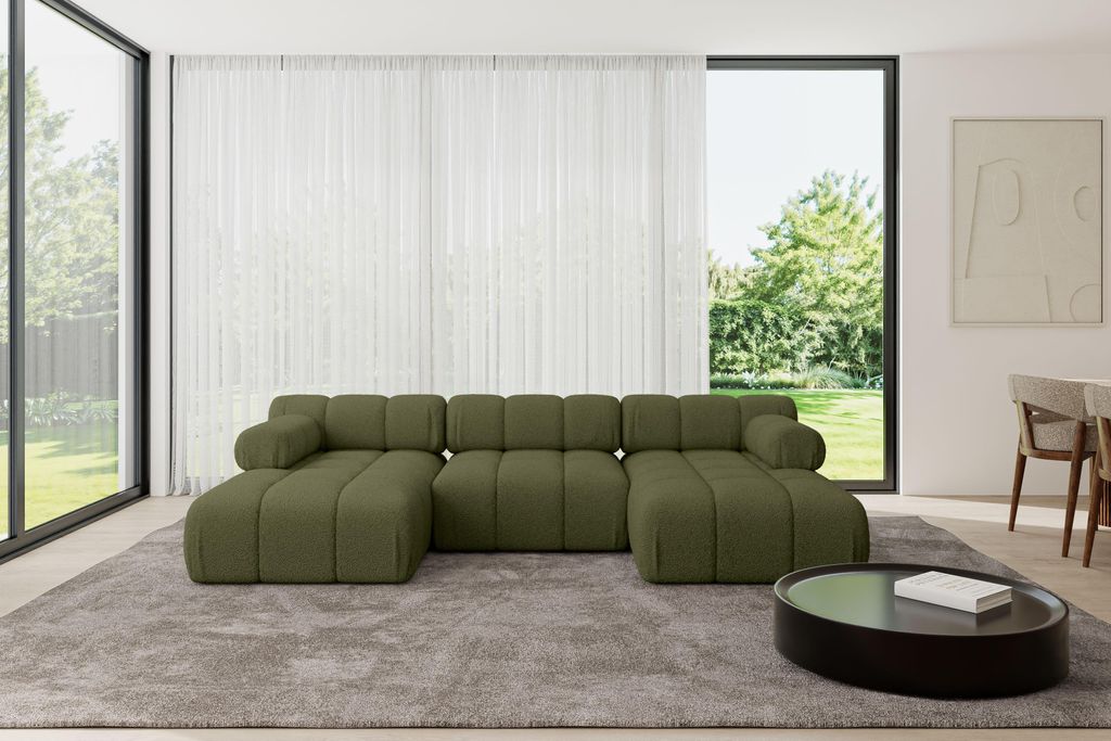 ALTDECOR Modulares Sofa Ecksofa in U-Form - Tesso-U1 - 285x160x70 cm Grün Corner modular Sofa Eckcouch Couch Wohnlandschaft Cauchsofa Polstersofa
