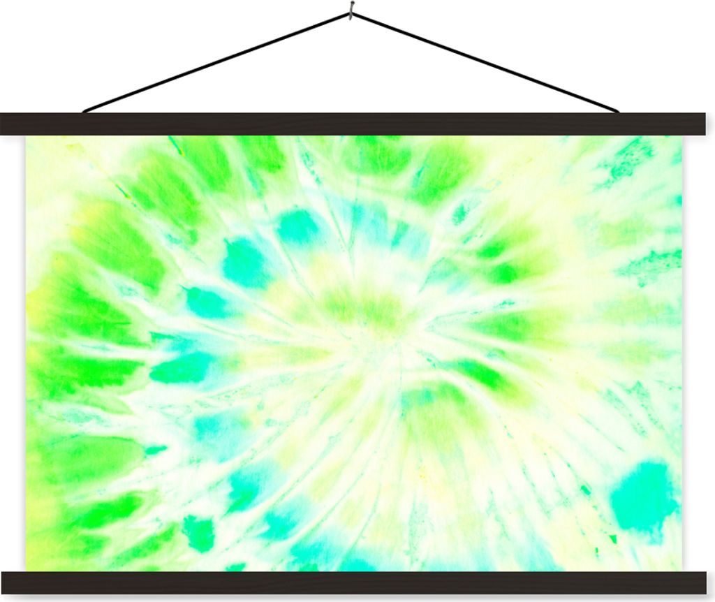 MuchoWow Textilposter Krawattenfärbung - Grün - Muschel 150x100 cm mit schwarzem Rahmen - Schlafzimmer