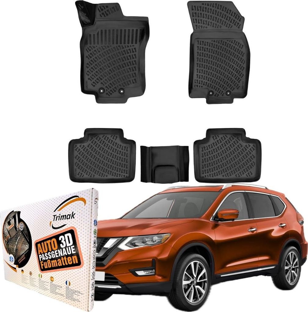 Trimak Autofußmatten kompatibel mit Nissan X-Trail 3.Gen (T32) ab 2013 Auto Allwetter Gummimatten
