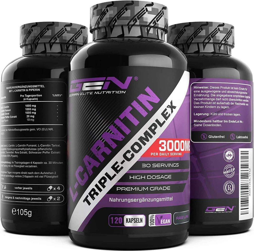 L-CARNITIN TRIPLE COMPLEX - 120 Kapseln - 3000 mg - Acetyl Tartrat Fumarat