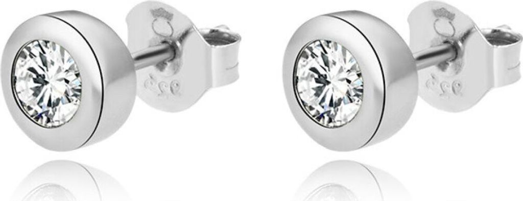 Gentle silver stud earrings with clear zircons AGUP2259-W