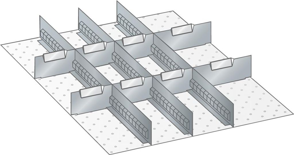 LISTA Schlitz/Trennwand-Set für FH 100 mm 27x36 E 11-teilig LISTA