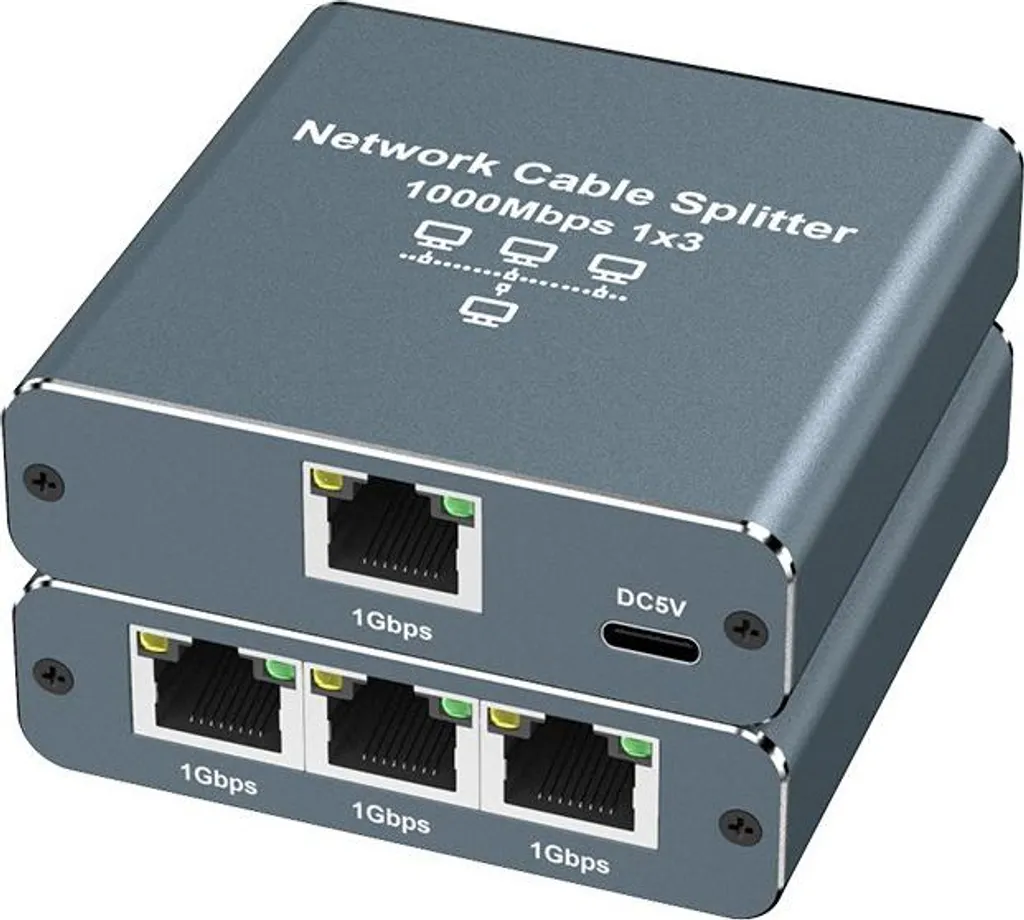 Adattatore Rete LAN INF RJ45 Gigabit Splitter 1 in 3 Out 1000Mbps
