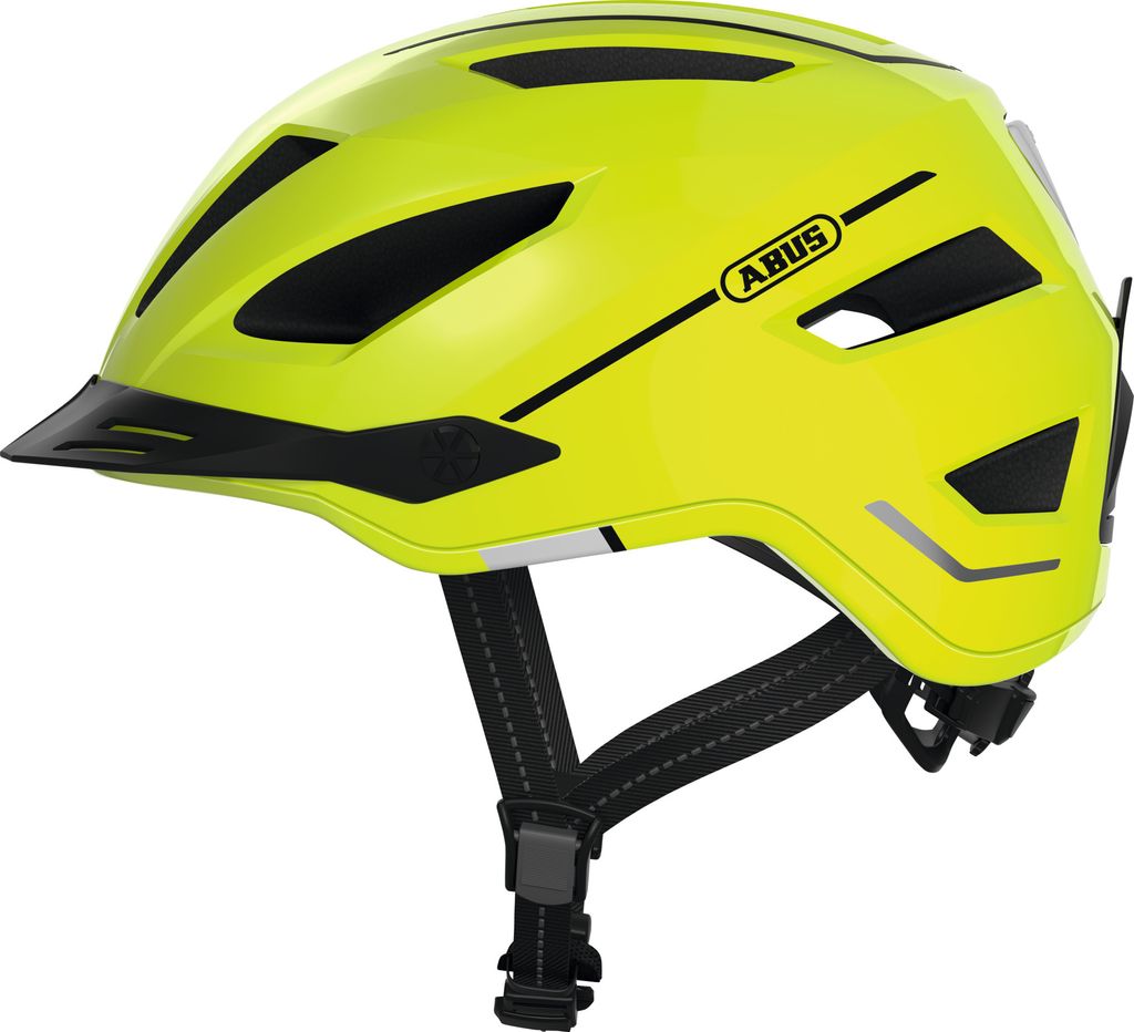 ABUS Stadthelm Pedelec 2.0 - Fahrradhelm mit Rücklicht und Regenhaube - für den Stadtverkehr - für Damen und Herren - Gelb, Größe S (51-55 cm)