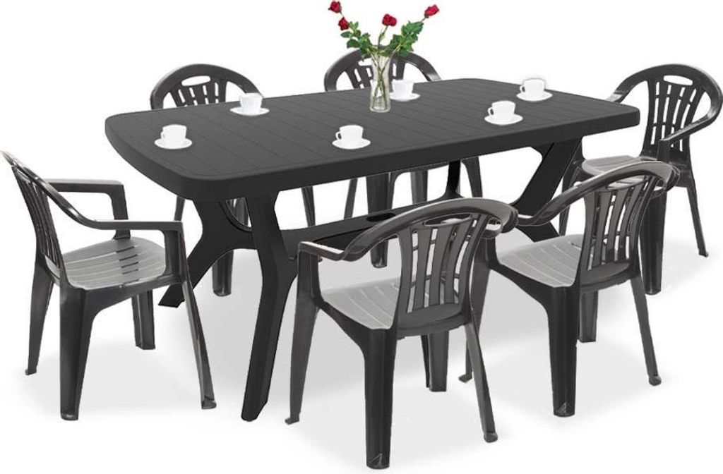 Curver Gartenmöbelset Balorca 6+1 in der Farbe Graphit