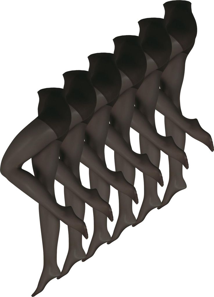 NUR DIE 6-Pack Strumpfhose 20 den Wie eine zweite Haut - schwarz - Größe 40/44 = M