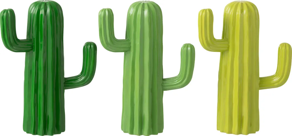 Statue Cactus de Décoration Intérieure en Résine Verte - Set de 3 J-Line