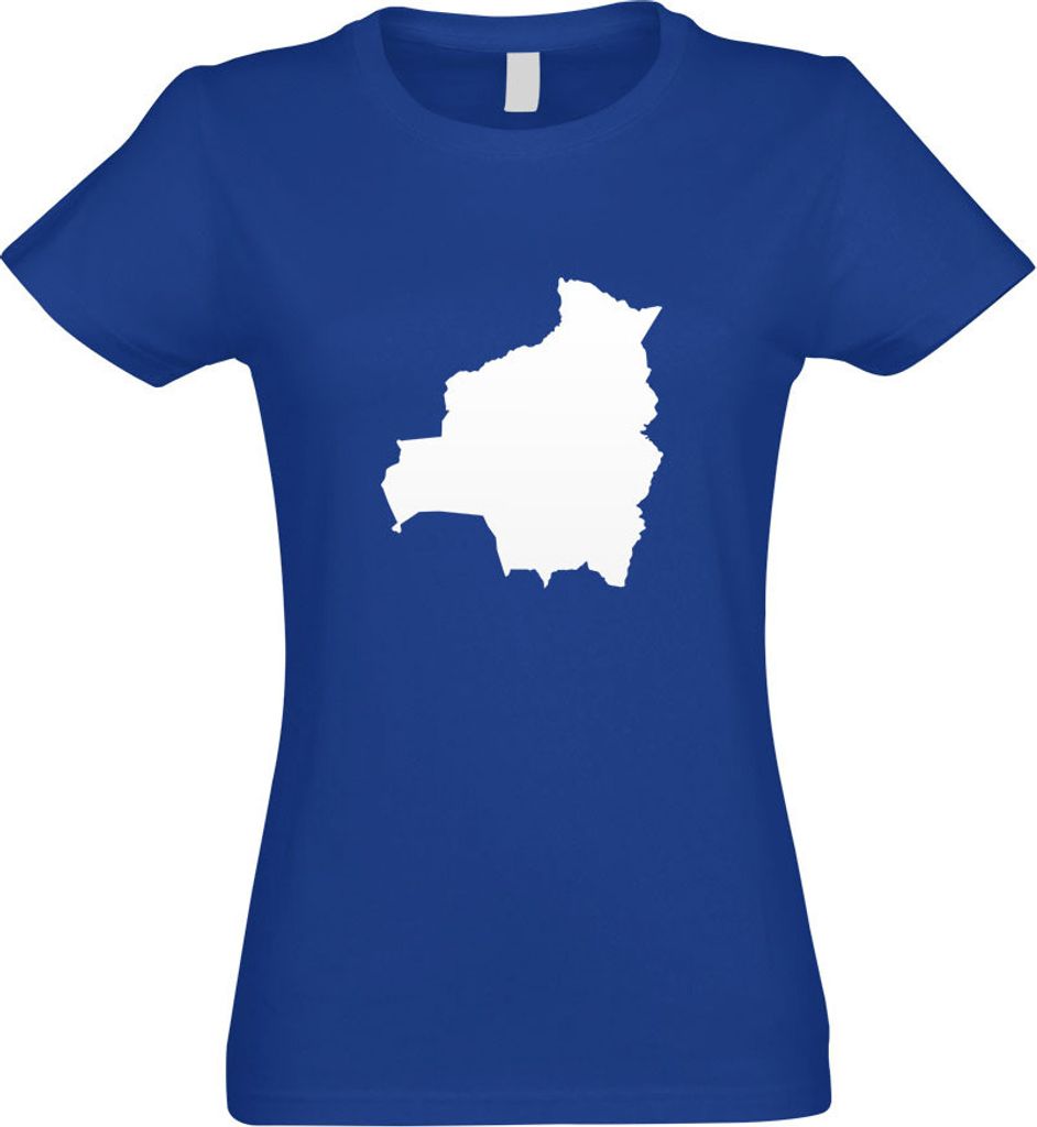 Kiwistar - T-Shirt tailliert - Damen - royal - Bolivien Umriss Kontur - mit Motiv Bedruckt - Funshirt Design - Sport - Freizeit - Damen - M