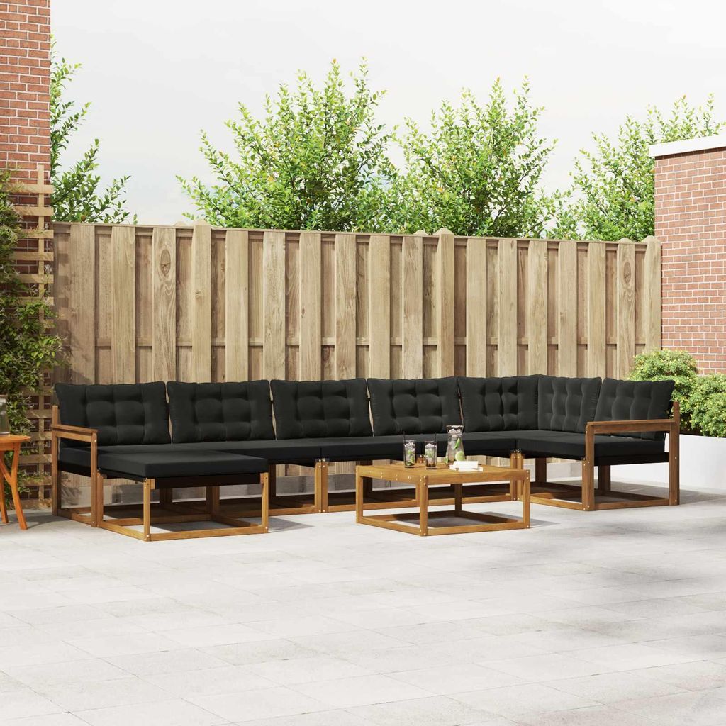"Neues Produkt" Outdoor-Sofagarnitur ANTI-UV - CLORIS - mit Kissen - 22 pcs - Natürlich und Schwarz - Modern Gartensofas V895