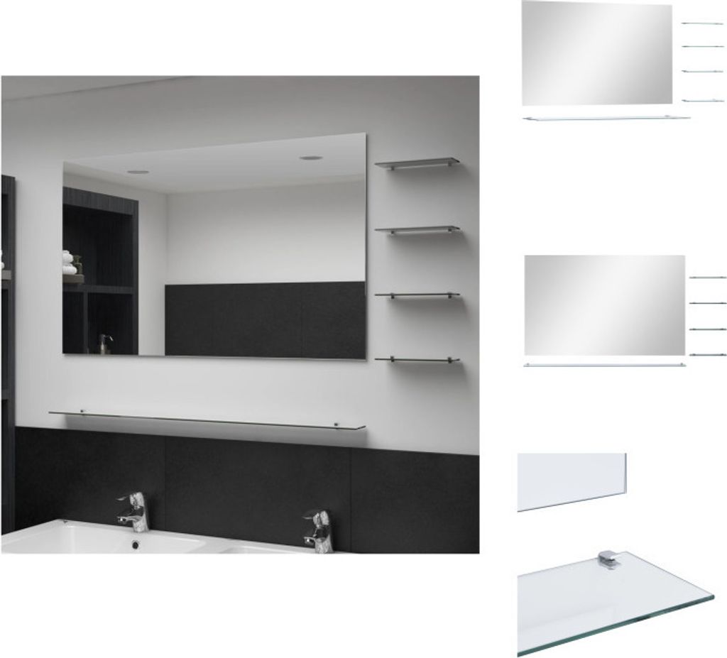 vidaXL Wandspiegel mit 5 Ablagen Silbern 100×60 cm - Spiegel