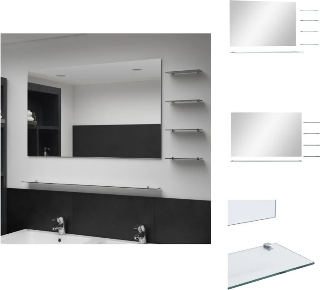 vidaXL Specchio Parete Argento 100x60 cm con 5 Ripiani - Offerta Bagno